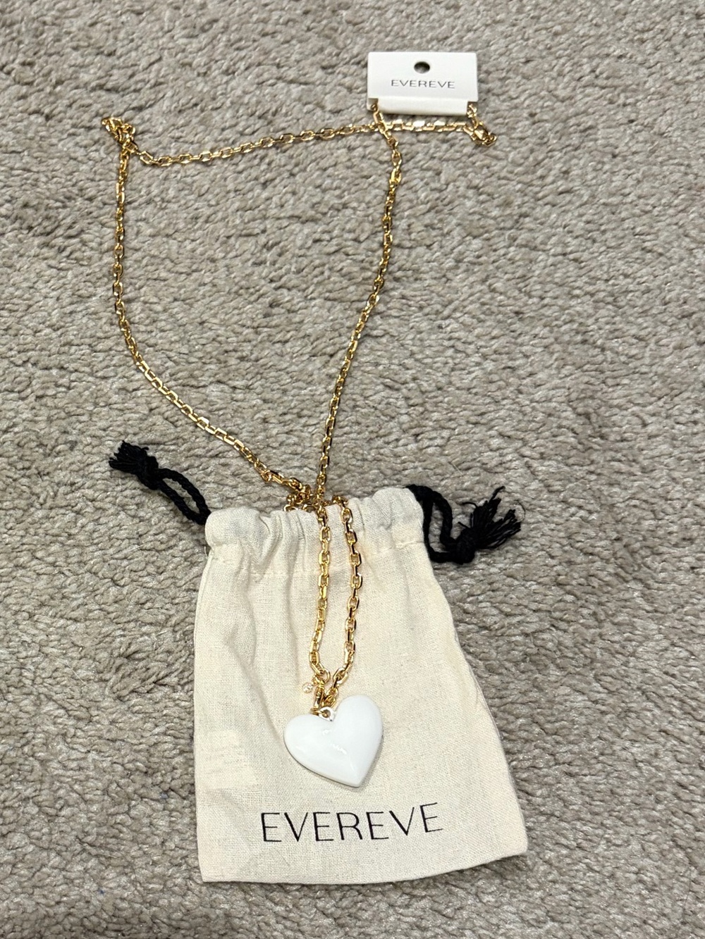Evereve Gold-Tone Chain with White Heart Charm